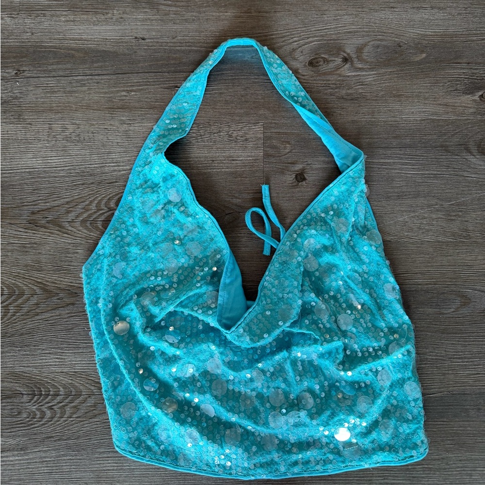 Shein blue sparkle top
